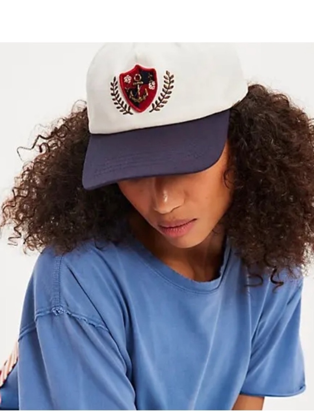 Free People Anchor Charmed Baseball Cap White NWOT
